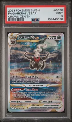 2023 POKEMON SWORD & SHIELD CROWN ZENITH #GG50 FULL ART/DARKRAI VSTAR PSA 9 - Image 1