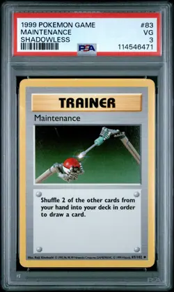 1999 POKEMON GAME #83 MAINTENANCE SHADOWLESS PSA VG 3 - Image 1