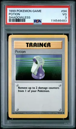 1999 POKEMON GAME #94 POTION SHADOWLESS PSA VG 3 - Image 1
