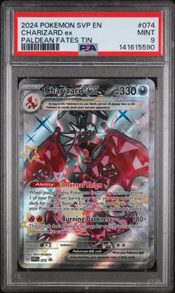 Charizard EX ⭐ 074/091 Paldean Fates Tin 2024 Pokemon PSA 9 - Image 1