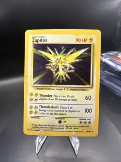Pokemon TCG Zapdos Holo Rare 16/102 Base Set Unlimited Vintage 1999 WOTC - Image 1