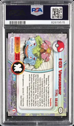 1999 TOPPS POKEMON TV #3 VENUSAUR PSA 10 - Image 2