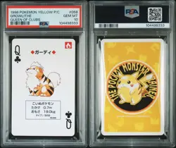 PSA 10 GEM MINT Pokemon Yellow Playing Card - Growlithe Queen of Clubs (POP 4) - Image 1