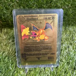 Pokemon Charizard Gold Foil Fan Art Collector Card - 4/102 - 120 HP - Image 1