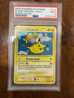 2009 POKEMON PLATINUM RISING RIVALS #113 FLYING PIKACHU HOLO PSA 9 Mint - Image 1