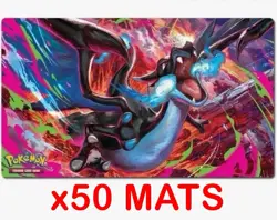50x Mega Charizard Play Mat - Pokemon Phantasmal Flames UPC Rubber Playmat - Image 1