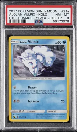 2017 POKEMON SUN & MOON GUARDIANS RISING #21A ALOLAN VULPIX-HOLO PSA 8 - Image 1