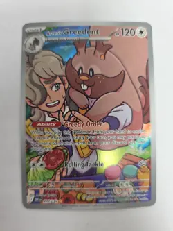 Pokemon TCG Arven's Greedent Holo Card 205/182 Sv10: Destined Rivals - Image 1