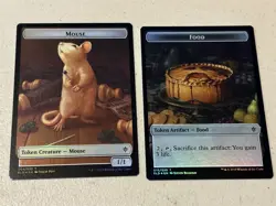 2 x mtg foil token Mouse // Food, 004/015, Throne of Eldraine, unplayed - Image 1