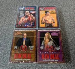 4X RAW DEAL Sealed Card Decks WWE WWF Vengeance Fully Loaded CCG - Image 1
