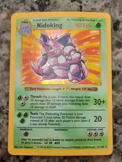 Pokemon Nidoking TCG Base Set Holo Shadowless Rare Card 11/102 - Image 1