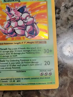 Pokemon Nidoking TCG Base Set Holo Shadowless Rare Card 11/102 - Image 5