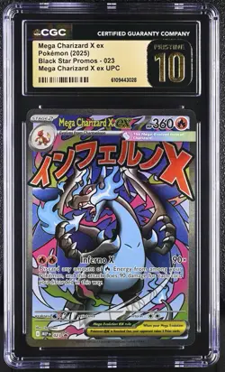 POKEMON CGC 10 PRISTINE MEGA CHARIZARD X EX UPC 023 BLACK STAR PROMO - Image 3