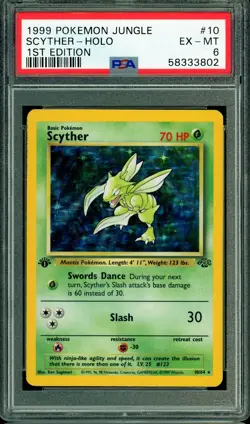 1999 POKEMON JUNGLE #10 SCYTHER HOLO EX-MT PSA 6 1ST EDITION 10/64 - Image 1