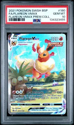2021 POKEMON SWSH BLACK STAR PROMO #180 FULL ART/FLAREON VMAX PSA 10 - Image 1
