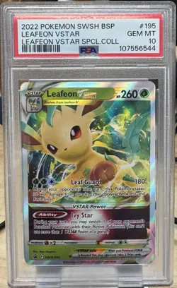 Pokemon TCG Leafeon VSTAR SWSH195 Black Star Promo Holo Card PSA10 - Image 1