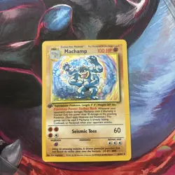 1999 Pokemon TCG Machamp Holo Unlimited Rare 1st Edition Card 8/102 Base Set - Image 1