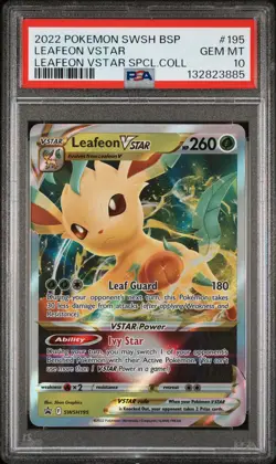2022 POKEMON SWSH BLACK STAR PROMO #195 LEAFEON VSTAR PSA 10 - Image 1