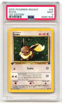 PSA 9 MINT Eevee Team Rocket 1st Edition 2000 Pokemon WOTC 55/82 -39 - Image 1
