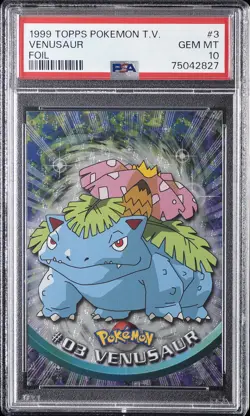 1999 TOPPS POKEMON TV FOIL #3 VENUSAUR PSA 10 - Image 1