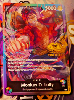 One Piece Card Game Carte Promo 2nd Anniversaire Monkey D. Luffy P Leader EN NM - Image 1
