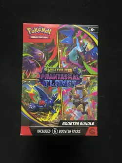 Pokemon TCG Mega Evolution Phantasmal Flames Booster Bundle Pack Factory Sealed - Image 1