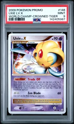 2009 POKEMON WORLD CHAMPIONSHIPS PROMO CROWNED TIGER #146 UXIE LV.X PSA 9 - Image 1