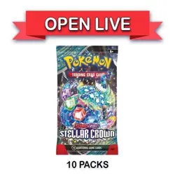 Open Live 10 Packs X Pokemon TCG Stellar Crown Loose Booster Pack English - Image 1