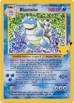 Pokemon Card Blastoise 2/102 Celebrations 25th Anniversary Base Set - Image 2