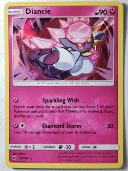 HOLO Diancie 94/147 - Burning Shadows Sun Moon Pokemon Card - TOKIYA Art - Image 1