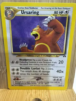 Pokemon TCG Ursaring Neo Discovery 34 Regular Unlimited Rare Card Near Mint - Image 1