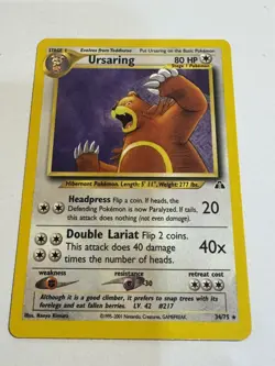 Pokemon TCG Ursaring Neo Discovery 34 Regular Unlimited Rare Card Near Mint - Image 5