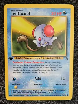 NM Near Mint 1st Edition Tentacool 56/62 - Fossil - WOTC - Pokemon Card - 1999 - Image 1