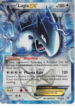 Lugia EX 102/113 Holo Rare EX Legendary Treasures Pokemon LP - Image 1