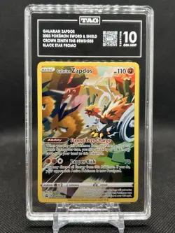 🔥TAG GEM MINT 10🔥GALARIAN ZAPDOS POKEMON CROWN ZENITH BLACK STAR PROMO SWSH283 - Image 1