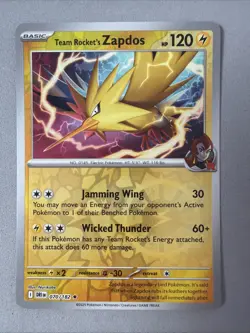 Pokemon TCG * Destined Rivals 070/182 Team Rocket's Zapdos Rare * REVERSE HOLO - Image 1