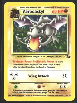 1999 Pokemon TCG Aerodactyl 1/62 Fossil Holo Rare Genuine Vintage - Image 1