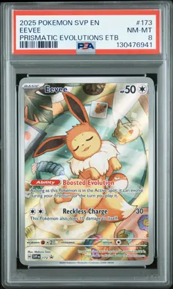 2025 POKEMON SVP EN-SV BLACK STAR PROMO #173 EEVEE PSA 8 - Image 1