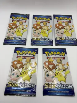 Pokemon Sun & Moon General Mills Sample Fruit Roll Up Promo Pack 2017 LOT OF 5 - Image 1