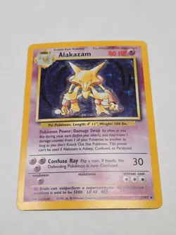 Alakazam 1/102 Base Set Holo Rare English Pokemon TCG LP/MP - Image 3
