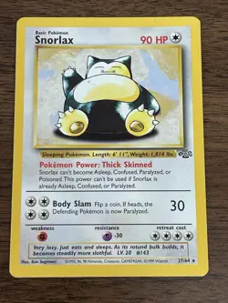 1999 Pokemon Snorlax 27/64 Jungle Regular TCG Rare Unlimited Non Holo - Image 1