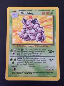 Nidoking 011/102 Base Set Holographic Rare Pokemon Card TCG VLP - Image 1