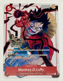 Monkey D. Luffy ST01-012 3rd Anniversary Promo Alt Art One Piece Card English - Image 1