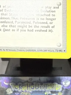 Pokemon Card Devolution Spray 72/102 Base Set WOTC Rare Trainer 4Th PRINT NM - Image 2