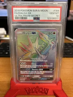 Pokemon TCG Dialga GX (Secret Rare) 164/156 Sm-Ultra Prism Holo PSA 10 Gem Mint - Image 1