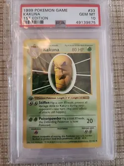 1999 Pokemon Game #33 Kakuna PSA 10 **** 1st Edition - Image 1