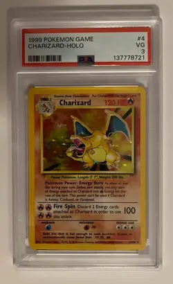 1999 POKEMON BASE SET UNLIMITED #4 CHARIZARD-HOLO PSA 3 - Image 1