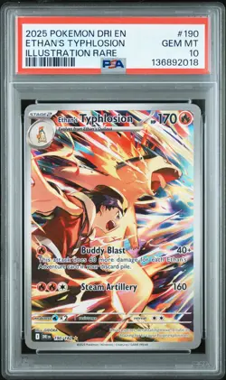 2025 POKEMON DRI EN-DESTINED RIVALS ILLUSTRATION RARE ETHAN'S TYPHLOSION PSA 10 - Image 1