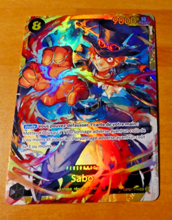 ONE PIECE FRANCAISE CARD GAME HOLO CARTE Sabo OP07-118 SEC FR MINT - Image 1