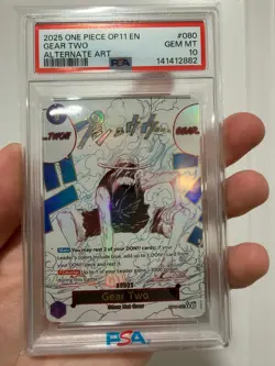 2025 ONE PIECE OP11-A FIST OF DIVINE SPEED ALTERNATE ART #080 GEAR TWO PSA 10 - Image 4